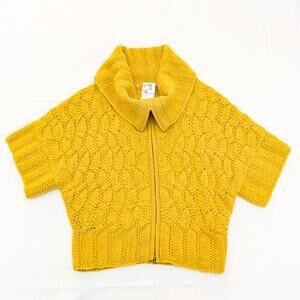 Laurel Wool Heavy Alpaca Knit Zipper Woven Sweater Short Sleeve Size 38 Germany